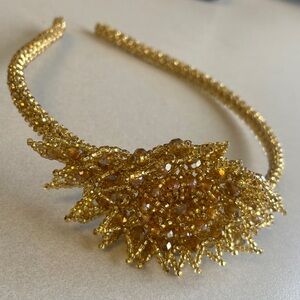 Gold Beaded Floral Headband - Elegant Women’s Hair Accessory